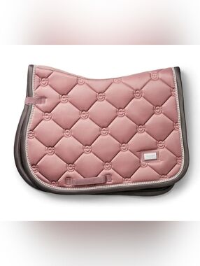 Es Quilted Pink Saddle Pad with Gray Trim And Bonnet - Jump Full EUC